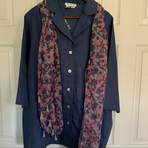 Ulla Popken Dusty Blue Linen Relaxed Fit Shirt 20/22 - Picture 3 of 16